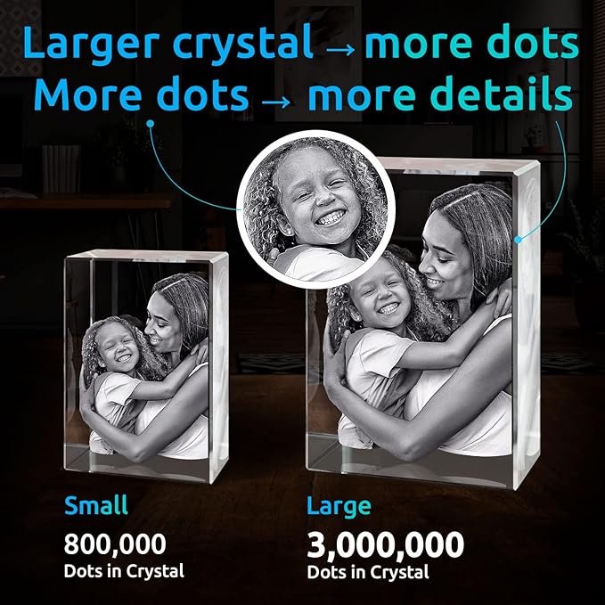 ArtPix 3D Crystal Photo, Christmas Personalized Gifts for Women, Wife, Mom, Her, Him, Men, Mother, Grandma, Great Xmas Customized Gift With Your Own Photo, Custom Glass 3D Laser Etched Picture Wedding