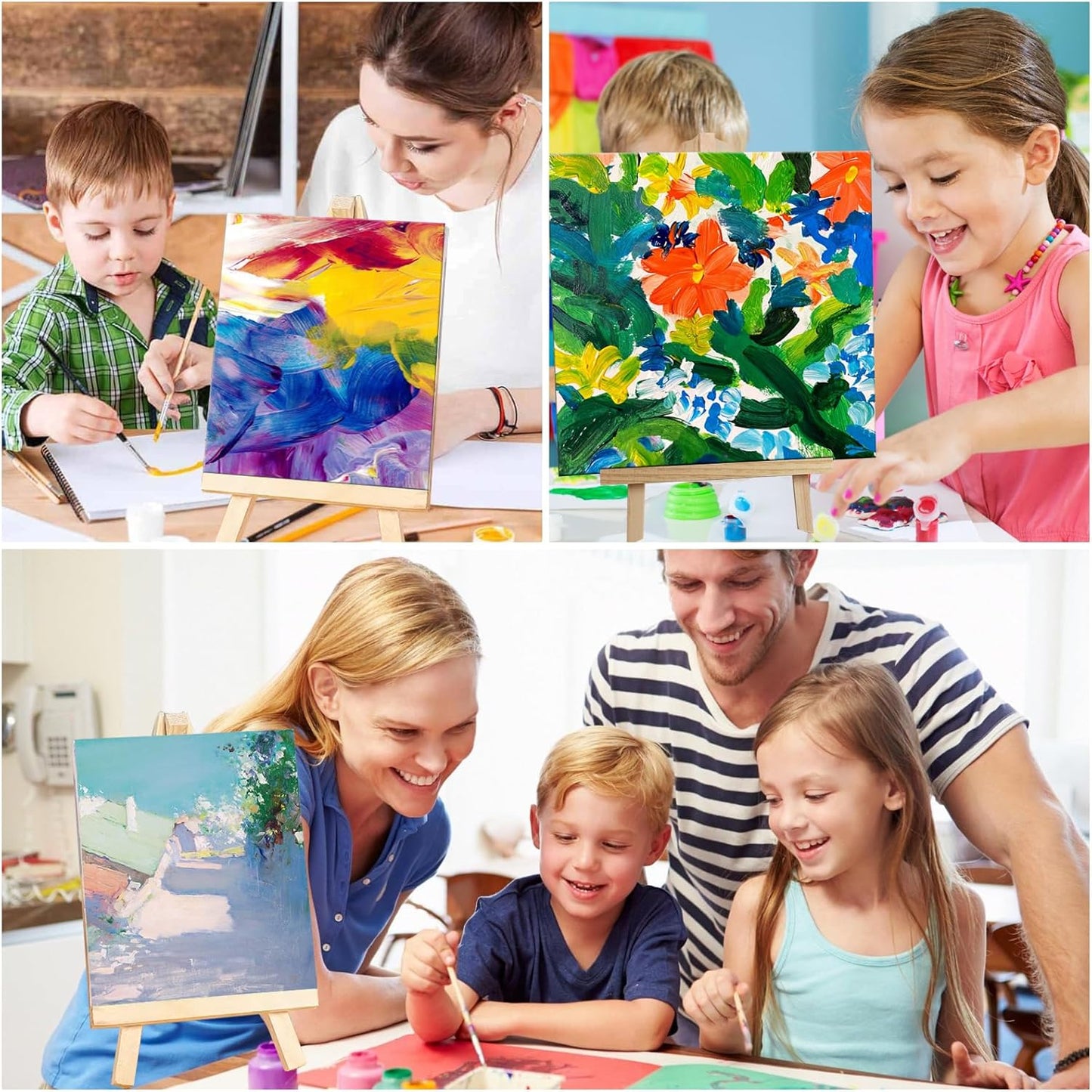 24 Pack 9 Inch Wooden Display Stand, Wooden Tripod Holder Stand, Painting Stand, Used for Displaying Business Cards and Photos, Student Desktop Easel for Painting