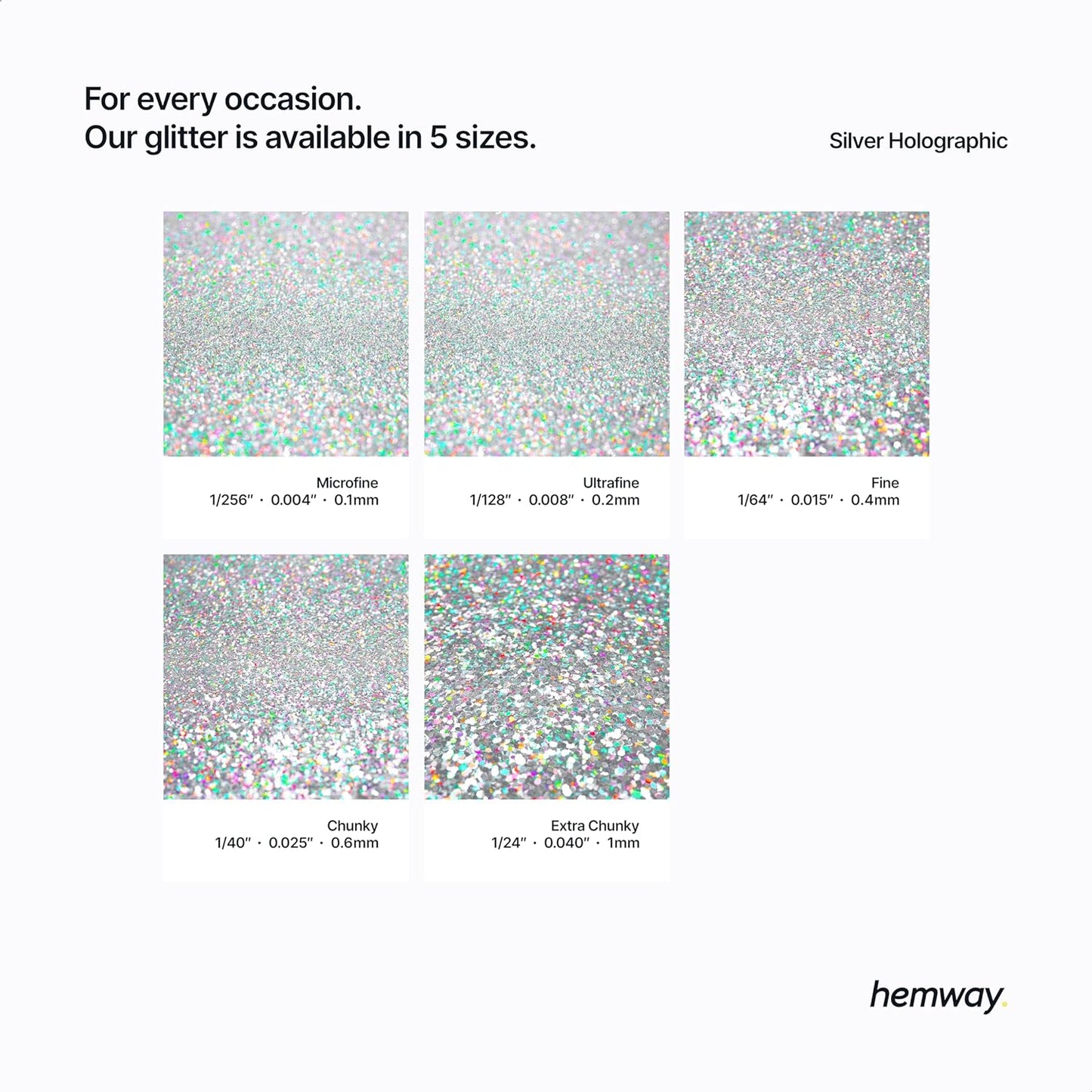 Hemway Glitter Grout Additive add Sparkle to Mosaic Tiles, Bathrooms, Wet Rooms, Kitchens, Tiled Based Rooms and Cement Based Grouts 100g / 3.5oz - Silver Holographic