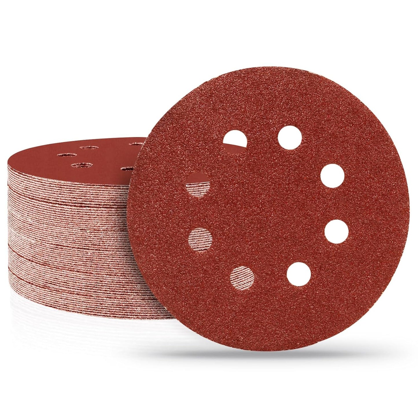 120 PCS 5 Inch Sanding Discs 40 Grit, 8 Hole Aluminum Oxide Hook and Loop Round Sandpaper for Random Orbital Sander