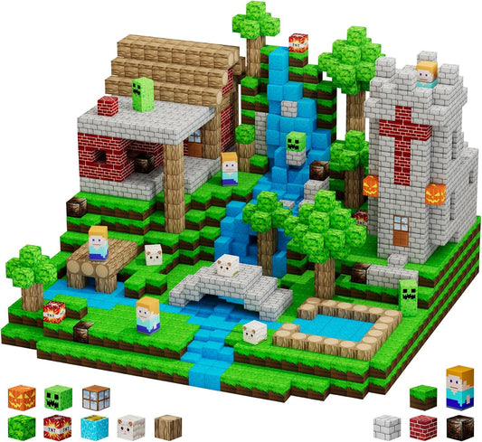 100PCS Magnetic Blocks - Grassland Magnetic Building Blocks Set, STEM Sensory Outdoor Toys, Build Forest World Set for 3+ Year Old Boys&Girls, Christmas Birthday Gift (Forest)