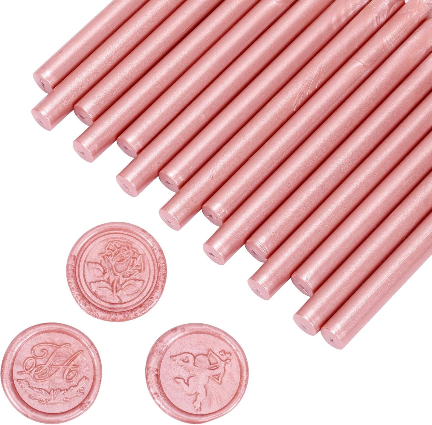 Yoption 15 Pieces Rose Gold Glue Gun Sealing Wax Sticks for Wax Seal Stamp, Great for Wedding Invitations, Envelopes, Cards, Christmas Gift Ideas, Wine Packages (Rose Gold)