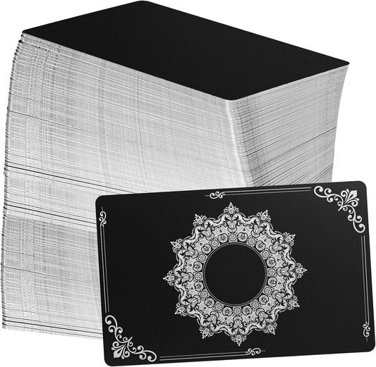 Zonon 200 Pack Engraving Aluminum Plates for CNC Engraver Laser Crafting Multipurpose Metal Metal Business Cards Sheets Engraving DIY Gift Cards 86 x 54 x 0.21 mm(Black Matte)