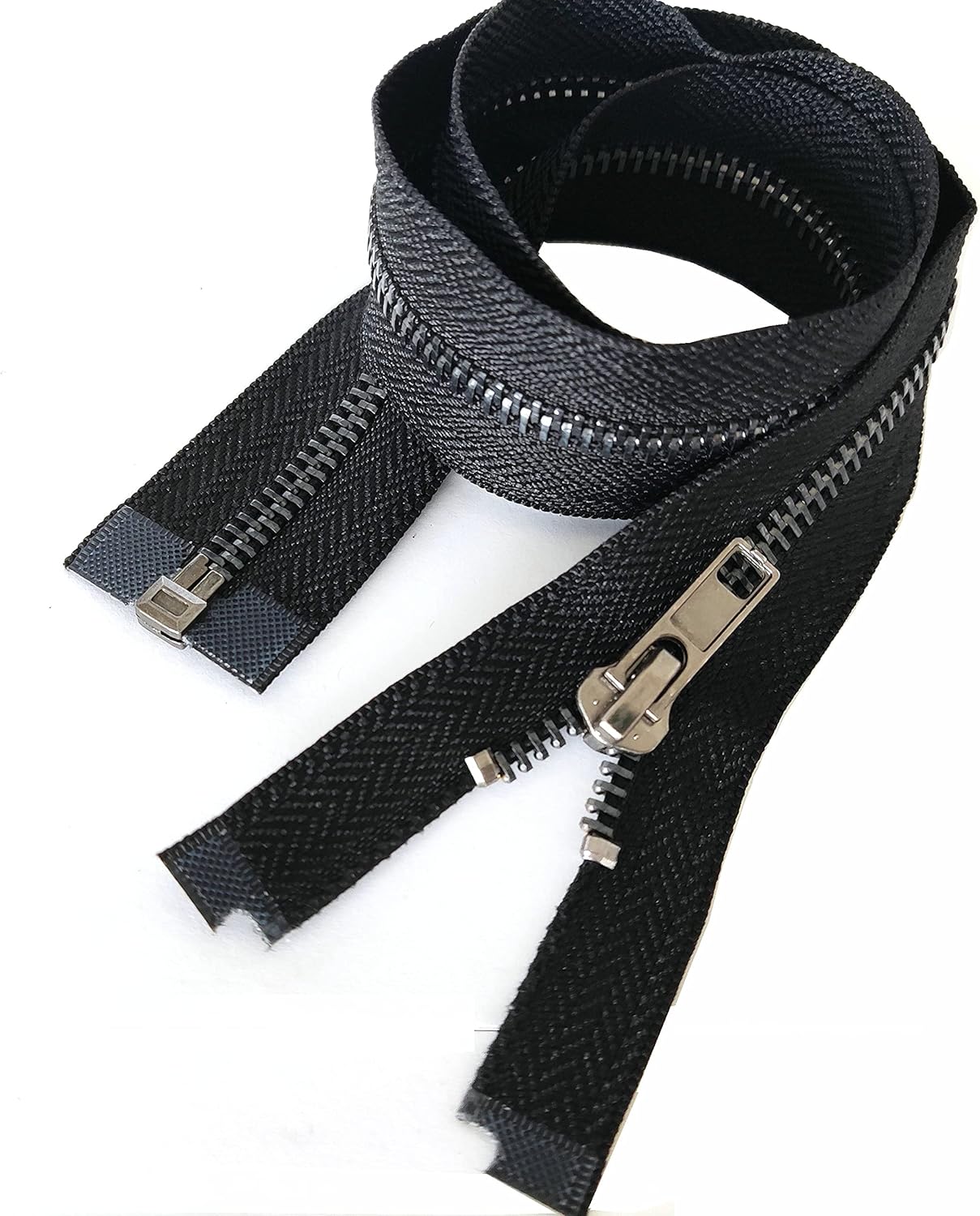 Leekayer 2PCS #5 27 Inch Zipper Black Nickel Teeth Zipper Black Metal Zipper Open End Zipper for Repair Coat Jacket