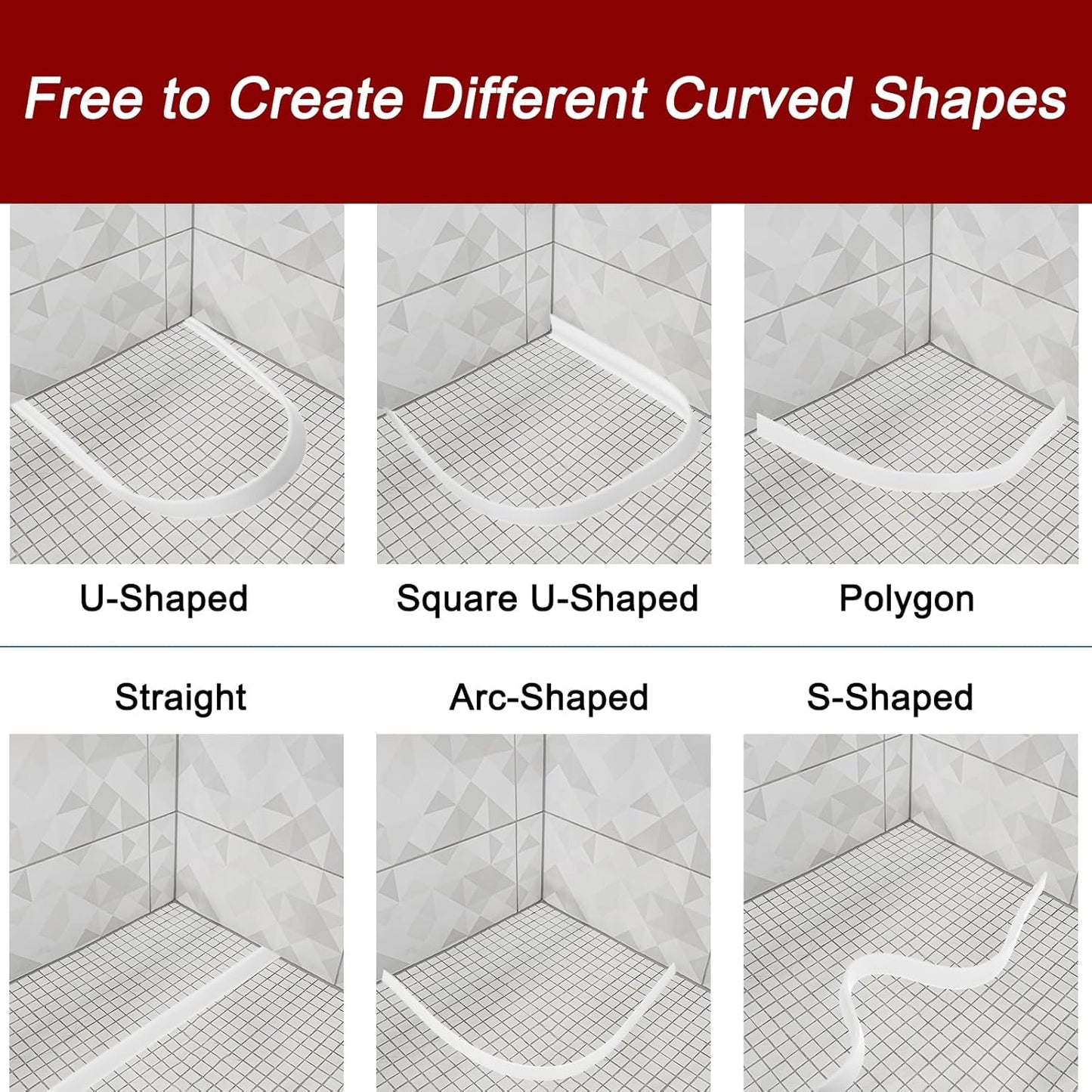 uxcell Flexible Molding Trim, 39 Inch Flexible Quarter Round Molding Silicone Peel and Stick Trim Self Adhesive Shower Water Barrier for Corner Decor Bathroom Kitchen, Transparent