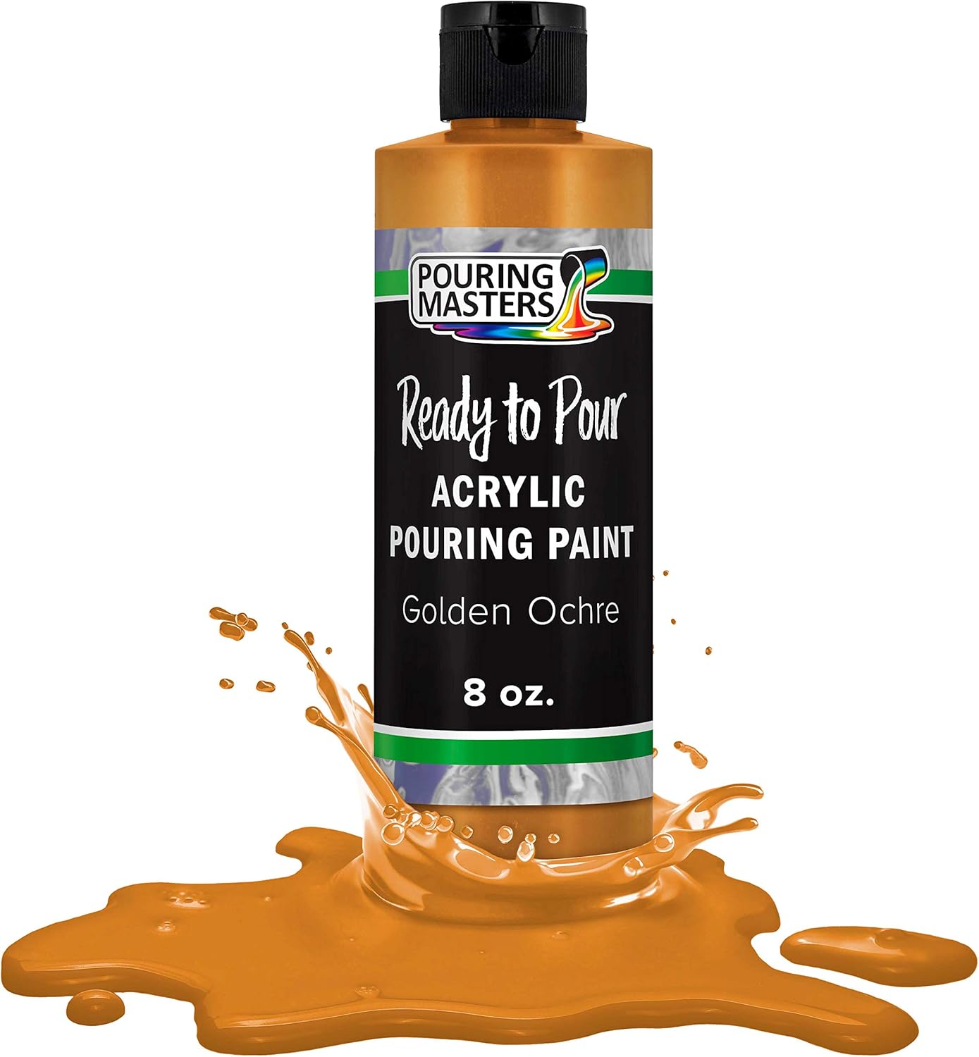POURING MASTERS Golden Ochre Acrylic Ready to Pour Pouring Paint - Premium 8-Ounce Pre-Mixed Water-Based - for Canvas, Wood, Paper, Crafts, Tile, Rocks and More