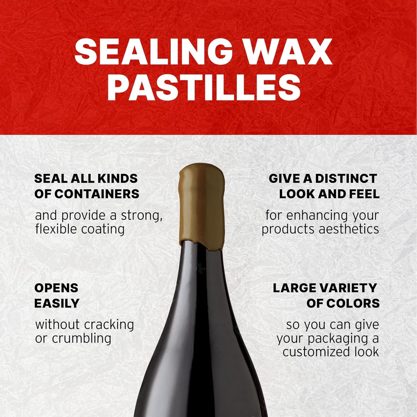 Blended Waxes, Inc. Bottle Sealing Wax, Pastille Wax Seal Beads For Wine, Beer, and Liquor Bottle Sealing, Seals Between 25-30 Bottles, 1 lb, Granite Pearl