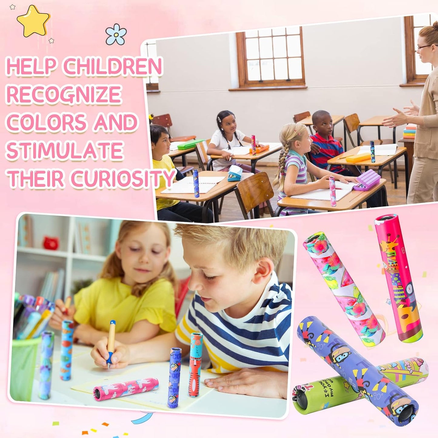 15 Pcs Classic Kaleidoscopes Kids Birthday Party Favor Old Fashioned Vintage Educational Toys Stocking Stuffers Goodie Bag Fillers for Classroom School Return Gifts Carnival Prizes (Cartoon Style)