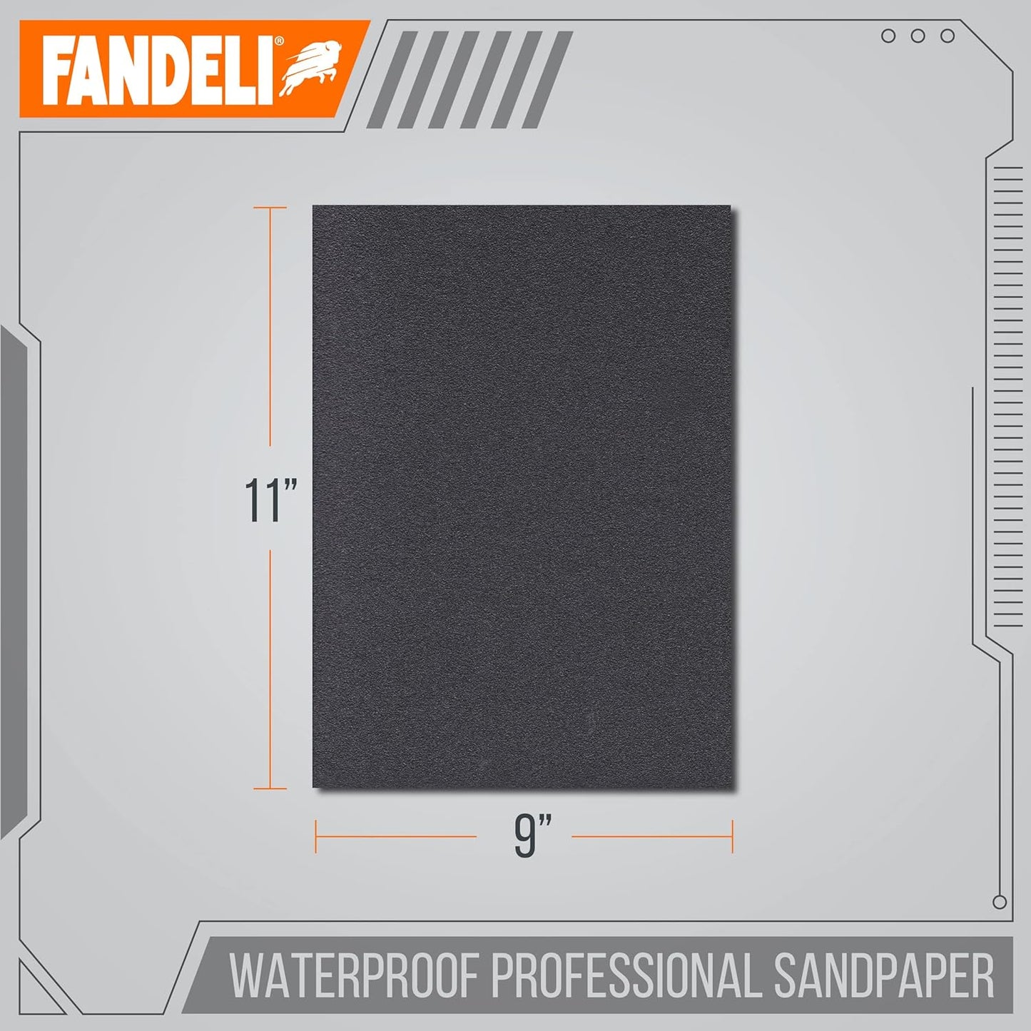 Fandeli | Waterproof Sandpaper | 400 Grit | 25 Sheets 9'' x 11'' | For for Plastic, Lacquer, Varnish, and Pain | Water Resistant