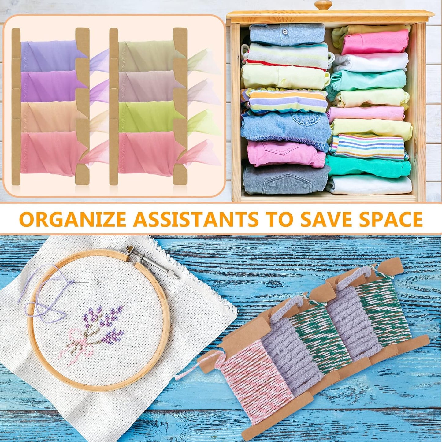 200 Pcs Ribbon Organizer Set Cardboard Ribbon Spools Embroidery Floss Holder Organizer Embroidery Thread Holder Empty Cardboard Yarn Bobbin for Cross Stitch Craft DIY Sewing