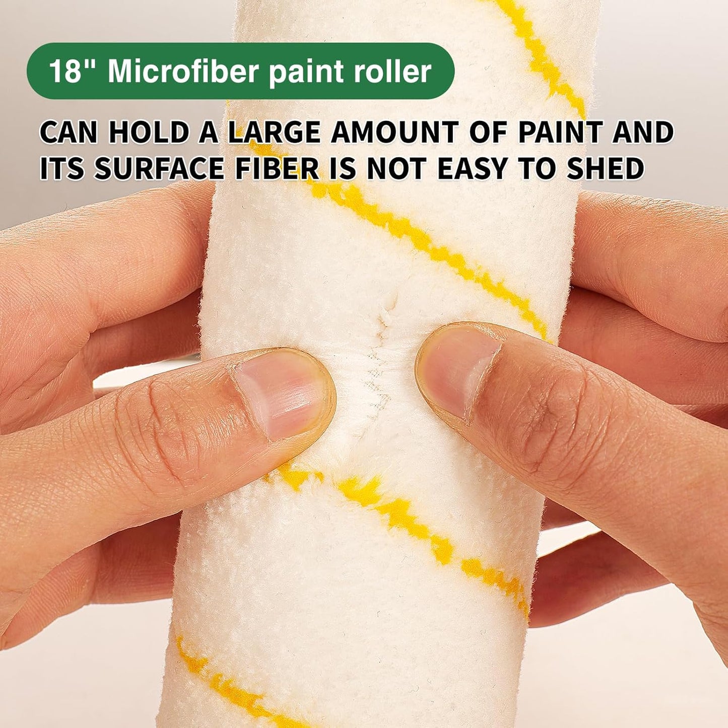 Voomey 18" Paint Roller Kit，10Pc Paint Roller Tray with Liner,12"18" Microfiber Paint Roller,Paint Extension Pole，Suitable for DIY Interior Walls, Rooms