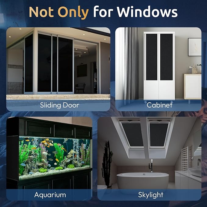 rabbitgoo Blackout Window Privacy Film with Tools Glass Bathroom Static Cling Sun Heat Blocking Light Darkening Removable Coverings for Home Bedroom Door UV Protection Sticker, 23.6 x 78.7 inches