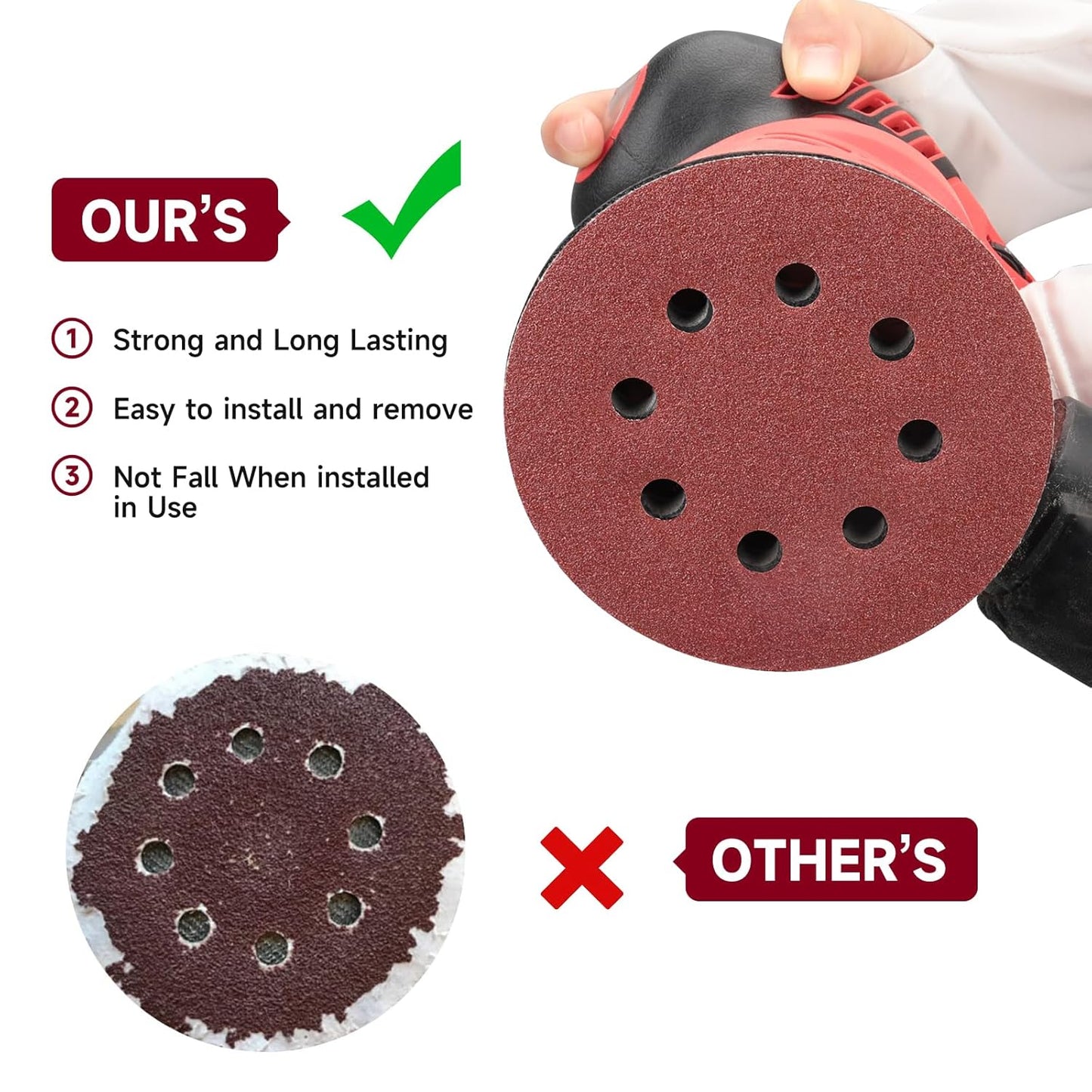 100 PCS 5 Inch Sanding Discs 1500 Grit, Round Hook and Loop Sandpaper for Random Orbital Sander