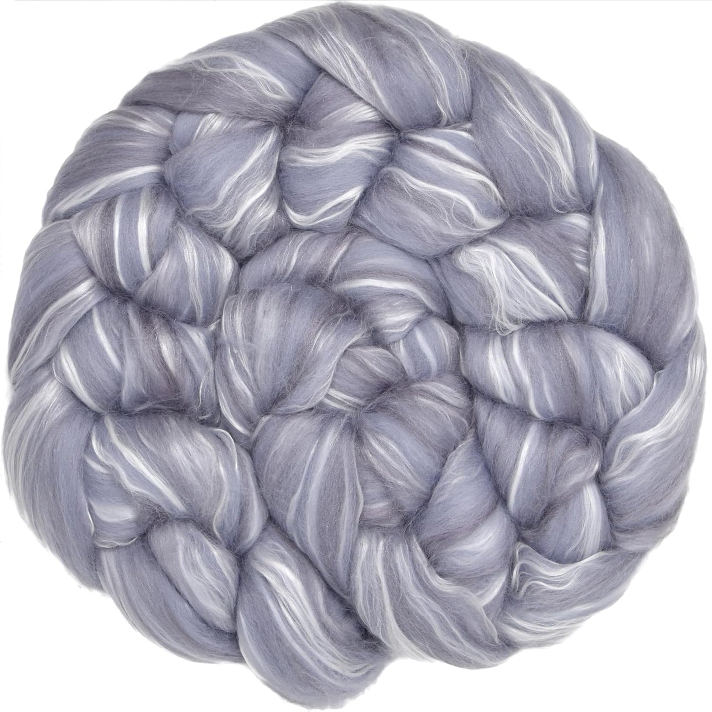 Merino Silk Luxe Tonal Designer Blend. Superfine Merino, Mulberry, Tussah Silk. Top Roving for Spinning or Felting. Silver Mist 1oz