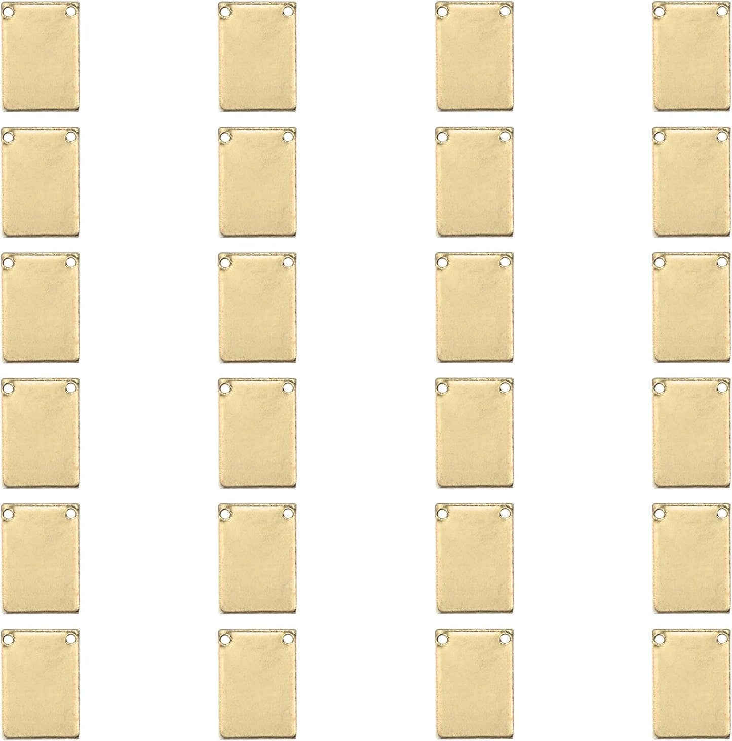 ImpressArt - Premium Metal Stamping Rectangle Blanks for Metal Stamping and Jewelry Making (24 Pack) (7/16" x 3/4" Rectangle w/ 2 Holes, Brass)