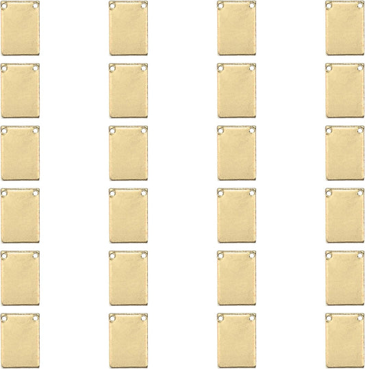 ImpressArt - Premium Metal Stamping Rectangle Blanks for Metal Stamping and Jewelry Making (24 Pack) (7/16" x 3/4" Rectangle w/ 2 Holes, Brass)