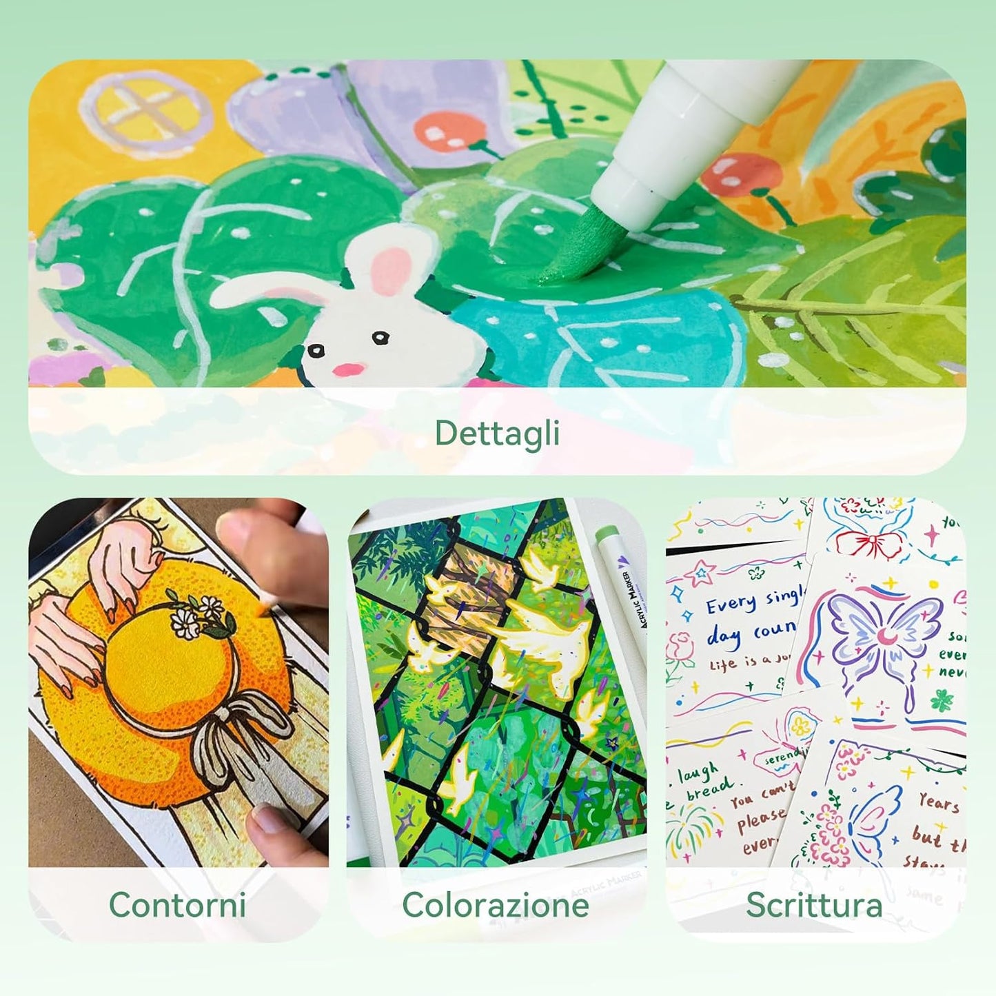 Arrtx 90 Colors Paint Markers Pens, Acrylic Paint Pens for Artists Adults Coloring Drawing Landscape Scenery Natural- Brush Tip for Rock Painting, Wood, Canvas, DIY Crafts Making Art Supplies-90B