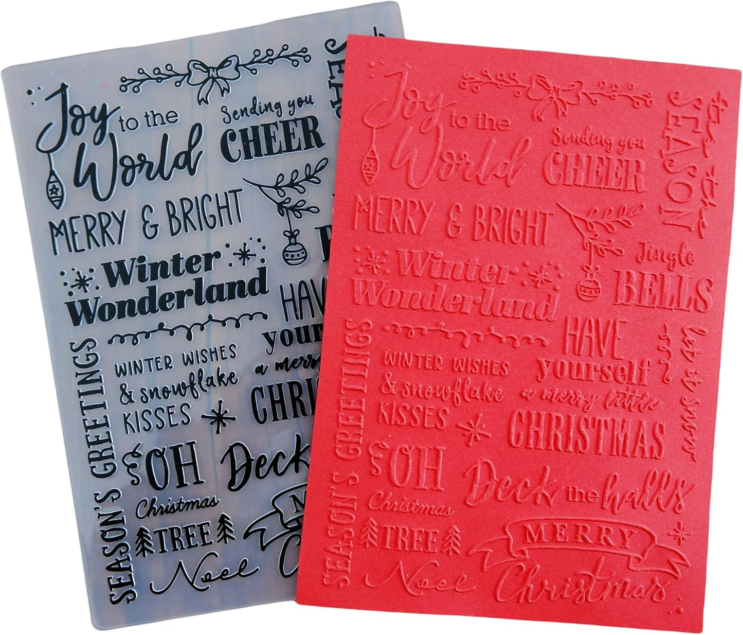 Arbuya Christmas Sentiment Plastic Embossing Folders for Christmas Card Making or Journaling Xmas Embossing Folder for Gift Tag Paper Crafting Home Decoration