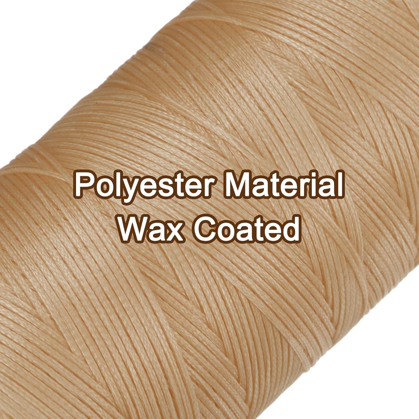 uxcell 150D 0.8mm Flat Waxed Thread 284 Yards Polyester Leather Sewing Waxed String Hand Stitching Waxed Cord for Leather Stitching Sewing Bookbinding DIY Craft Ginger Yellow