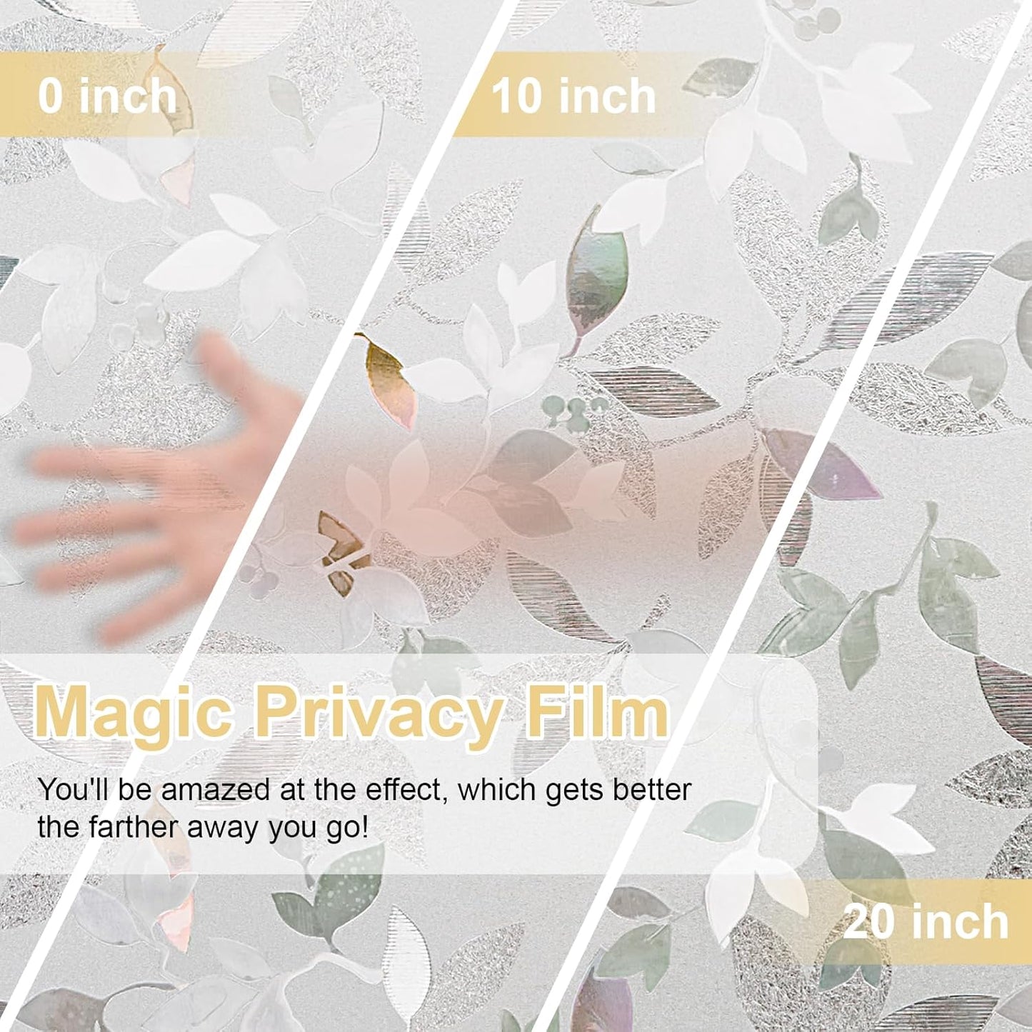 Window Privacy Film Decorative for Front Door, Bathroom Static Cling Stained Glass Sticker Opaque Heat Control UV Blocking Non-Adhesive for Home Windows 35.4 x 78.7 inches Magnolia