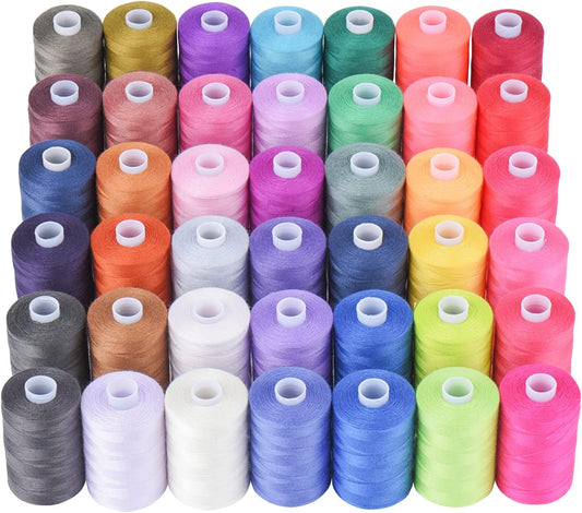 Simthread All Purpose Sewing Thread, 42 Spool Assorted 1000 Yards Polyester Threads for Sewing, Handy Polyester Sewing Threads for Sewing Machine - 42 Colors