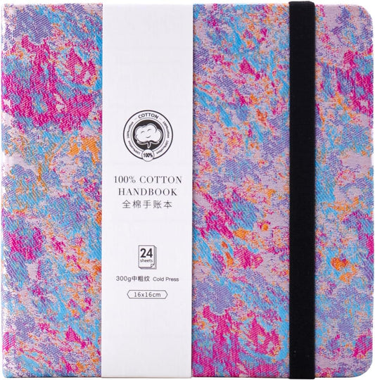 Lightwish Square Watercolor Journal,100% Cotton,300gsm/140lb,Acid-Free,24 Sheets Cold Press Watecolor Sketchbook for Artists Adults Students,6.29 * 6.29 Inches(Purple Sunset)