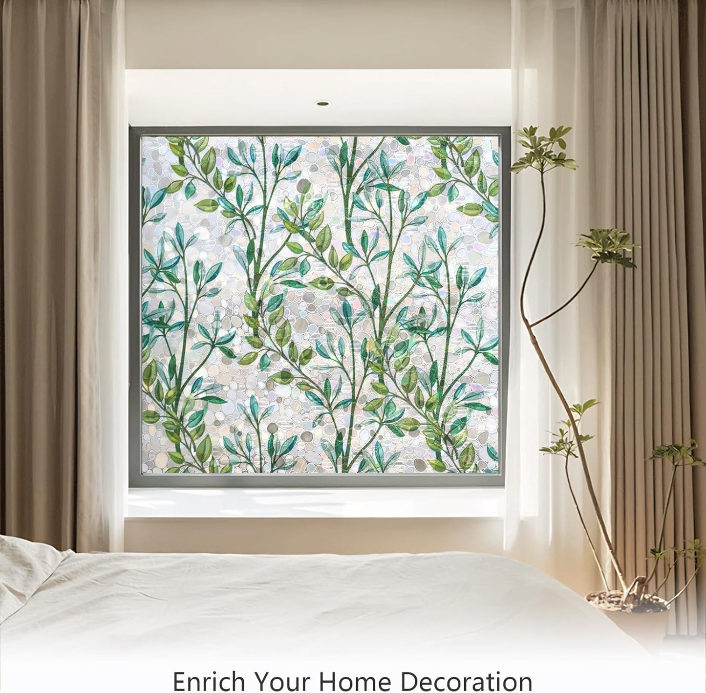 LEMON CLOUD Window Privacy Film, Stained Glass Window Film, Decorative Rainbow Window Clings, Static Cling Non Adhesive Door Stickers, Anti-UV Sun Blocker Heat Control for Home 29.5 x 157.4 inches