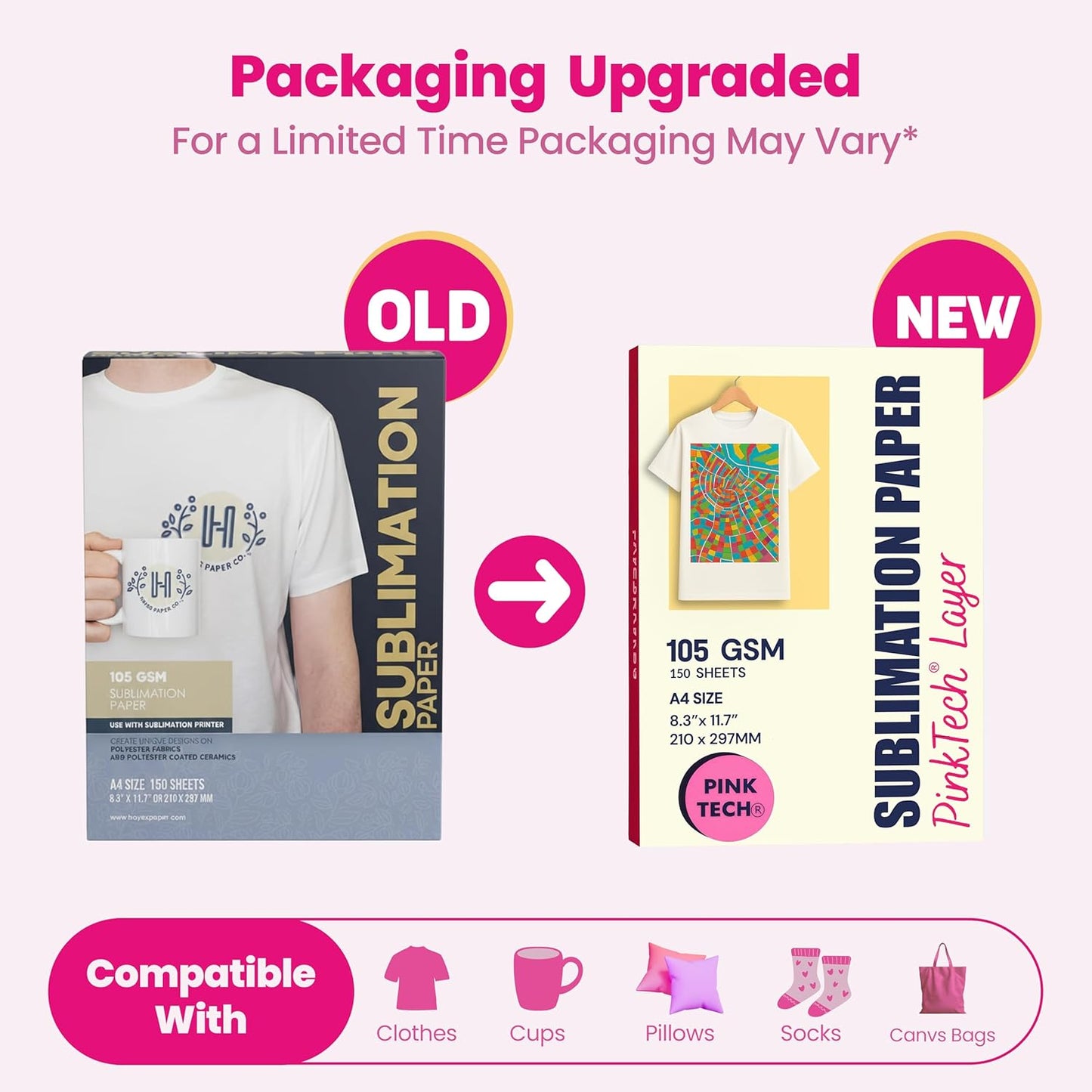 Hayes Sublimation Paper 105gsm A4 Size (8.3" x 11.7") – 150 Sheets | Works With Sublimation Ink & Blanks | Compatible With Sublimation Printers | T-Shirts, Mugs, Tumblers and More