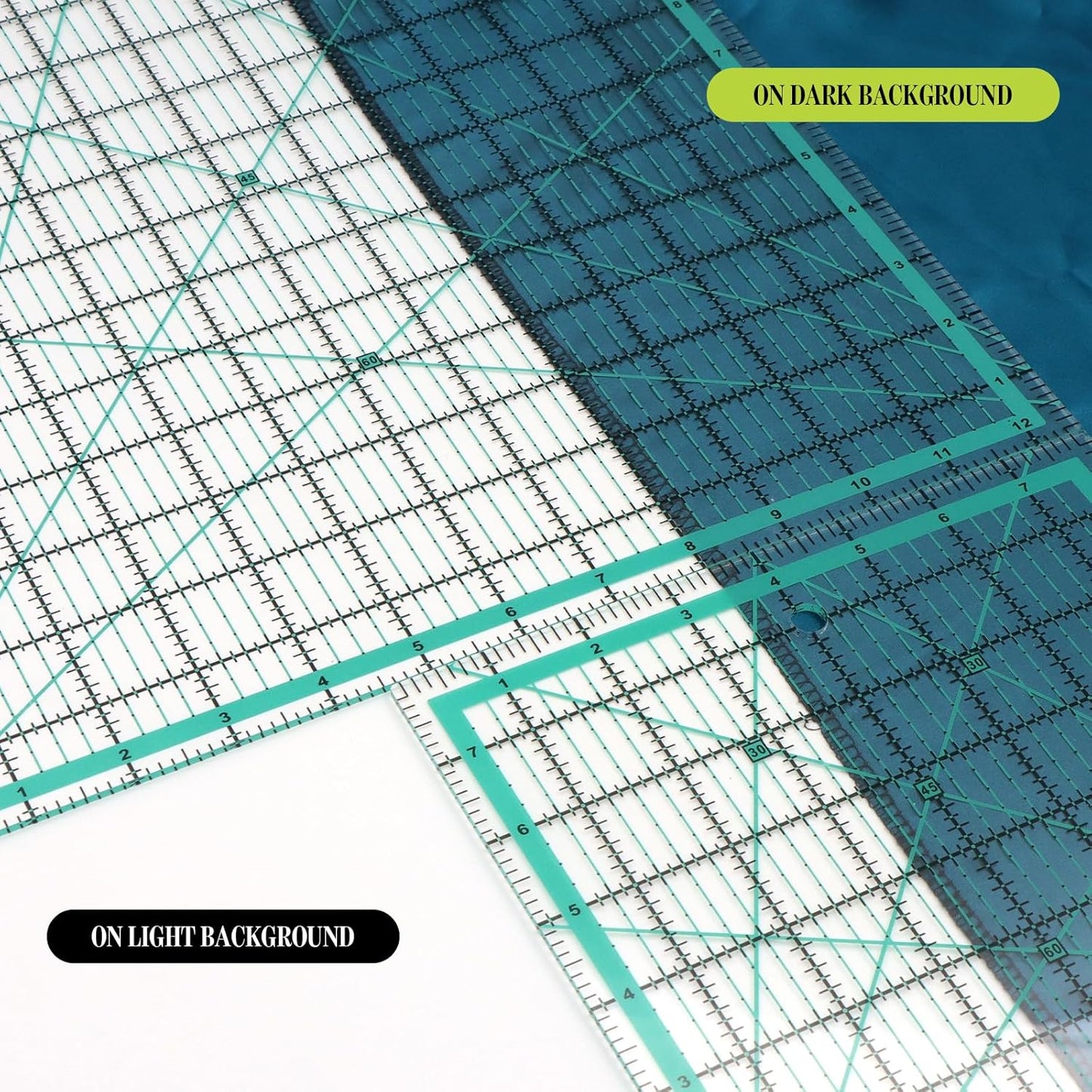 6 Pcs Quilting Rulers and Templates, Quilt Ruler, Acrylic Square Ruler, with Silicone Non-Slip Mat and Storage Bag (3.5"x3.5", 5"x5", 8"x8", 10"x10", 12.5"x12.5", 2"x12")
