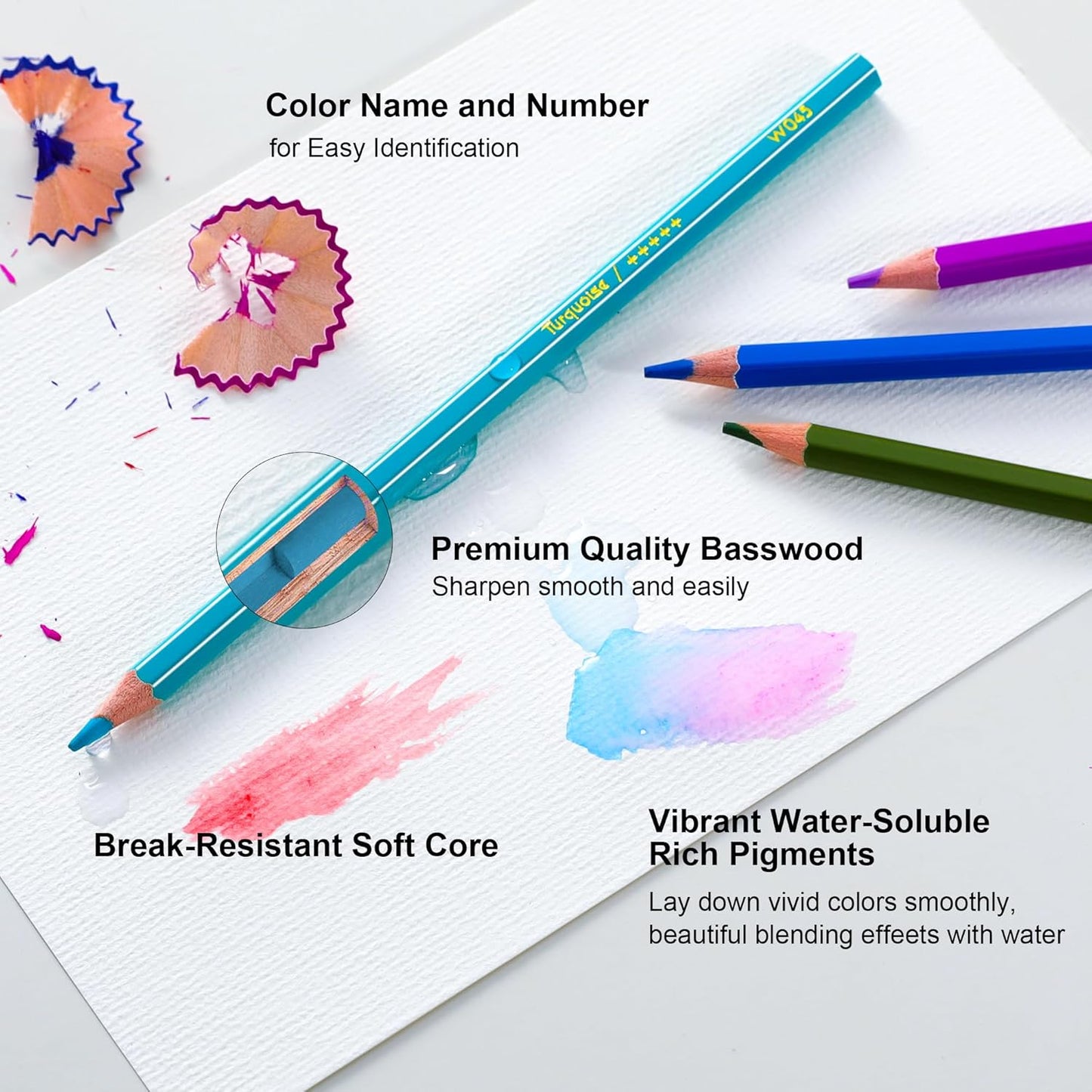 KALOUR Watercolor Pencils with Brush, 36 Colors, Blendable Wet or Dry, Ideal for Coloring Books and Art