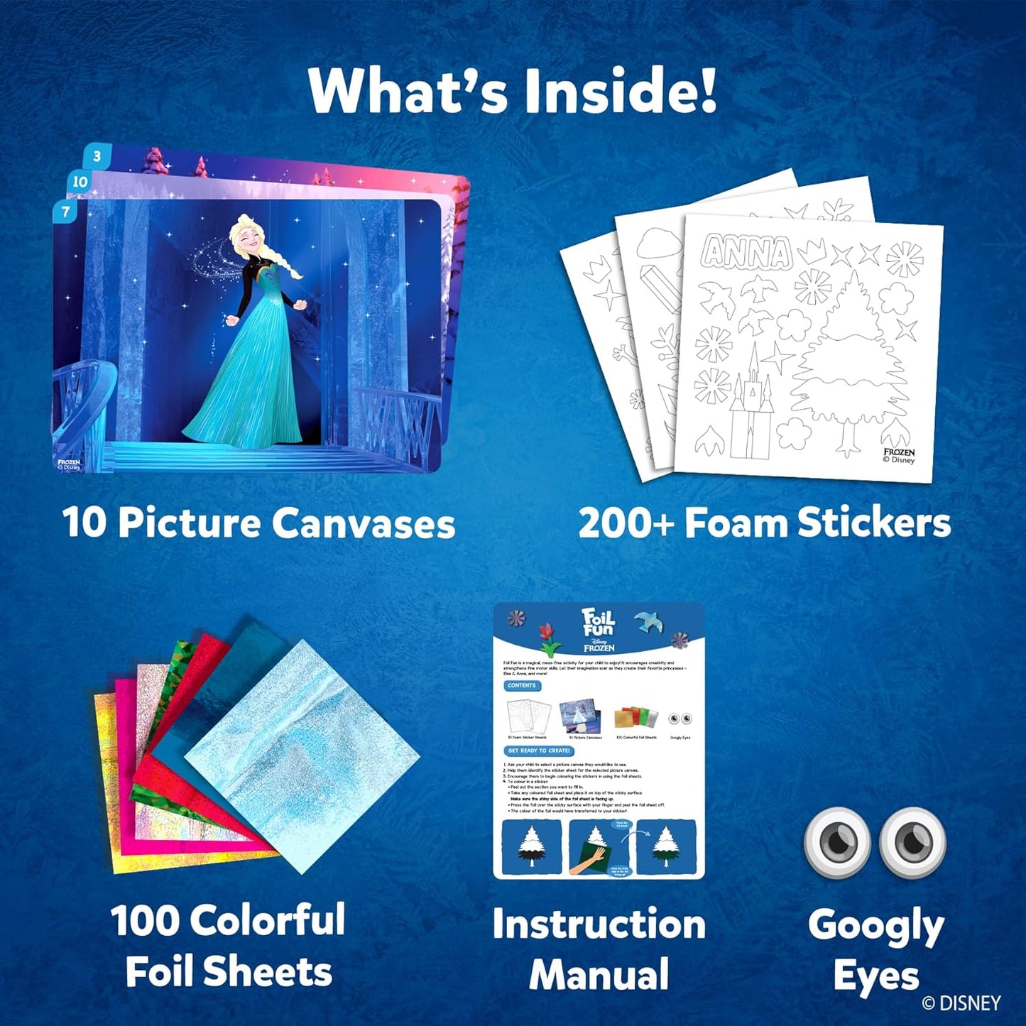 Skillmatics Foil Fun - Disney Frozen, Mess-Free Art, Craft Kits & Supplies, DIY Creative Activity, Travel Toys, Christmas Gifts for Fans of Elsa, Anna, Olaff, Girls, Boys, Ages 4, 5, 6, 7, 8, 9