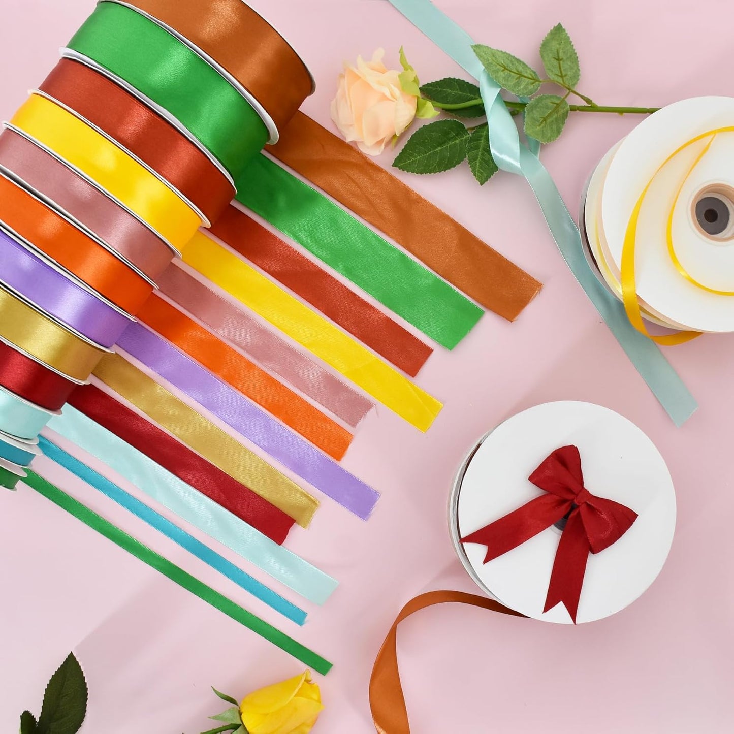 TONIFUL 3/8 Inch x 100yds Deep Sky Blue Satin Ribbon Thin Solid Fabric Ribbons Roll for Gift Wrapping Invitation Floral Hair Balloons Craft Sewing Party Wedding Decoration Valentine's Day Bouquet