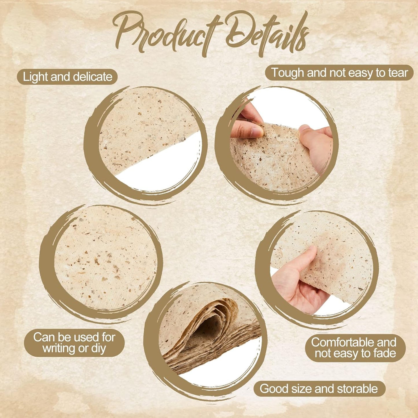 Henoyso 60 Pcs 16 x 12 Inches Mulberry Rice Paper, Handmade Decoupage Paper Sheets, Vintage Washi Carfts DIY Painting for Calligraphy Drawing Writing Scrapbooking Art Supplies