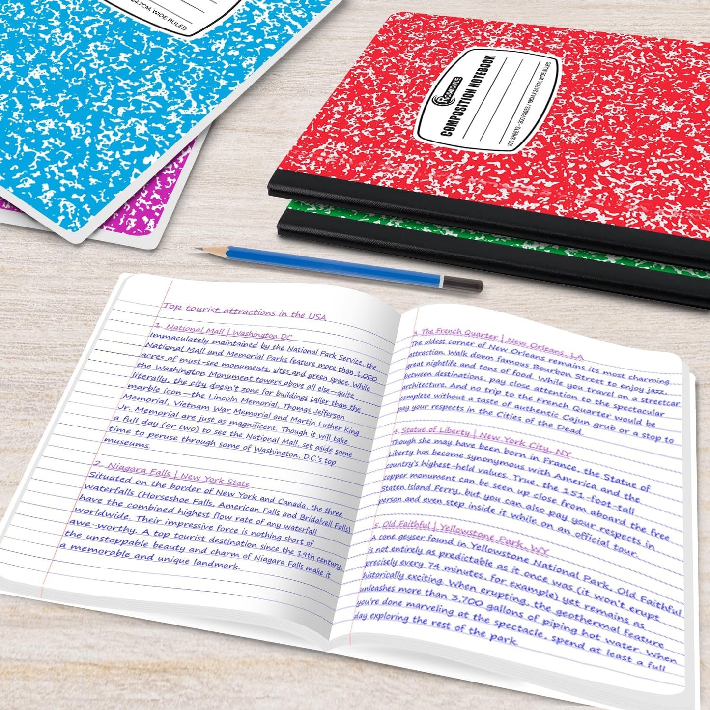 Rosmonde 2000 Pack (Pallet) Composition Notebooks Bulk, Wide Ruled, Full Pallet of Composition Notebooks, 200 Pages (100 Sheets), 9-3/4 x 7-1/2, Bulk Notebooks for School & Office, 4-7 Days Transit