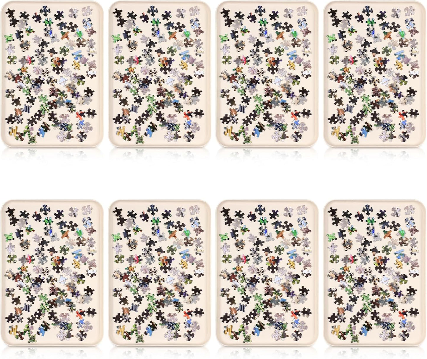 8 Pcs 15'' x 10.5' Extra Large Puzzle Sorting Trays Stackable Puzzle Trays for Sorting Piece Sorter Jigsaw Storage Accessory for 2000/3000/5000/6000 Pieces(Beige)