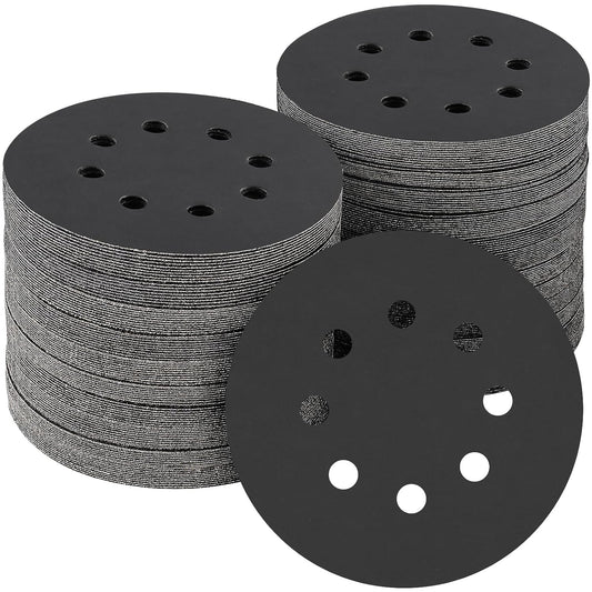 100PCS 5 inch Silicon Carbide Sanding Discs 1000 Grit, Wet Dry Orbital 5 Sander Hook and Loop Sandpaper Disc Ultra Fine Grit, Best for Metal,Automotive Precision Polishing