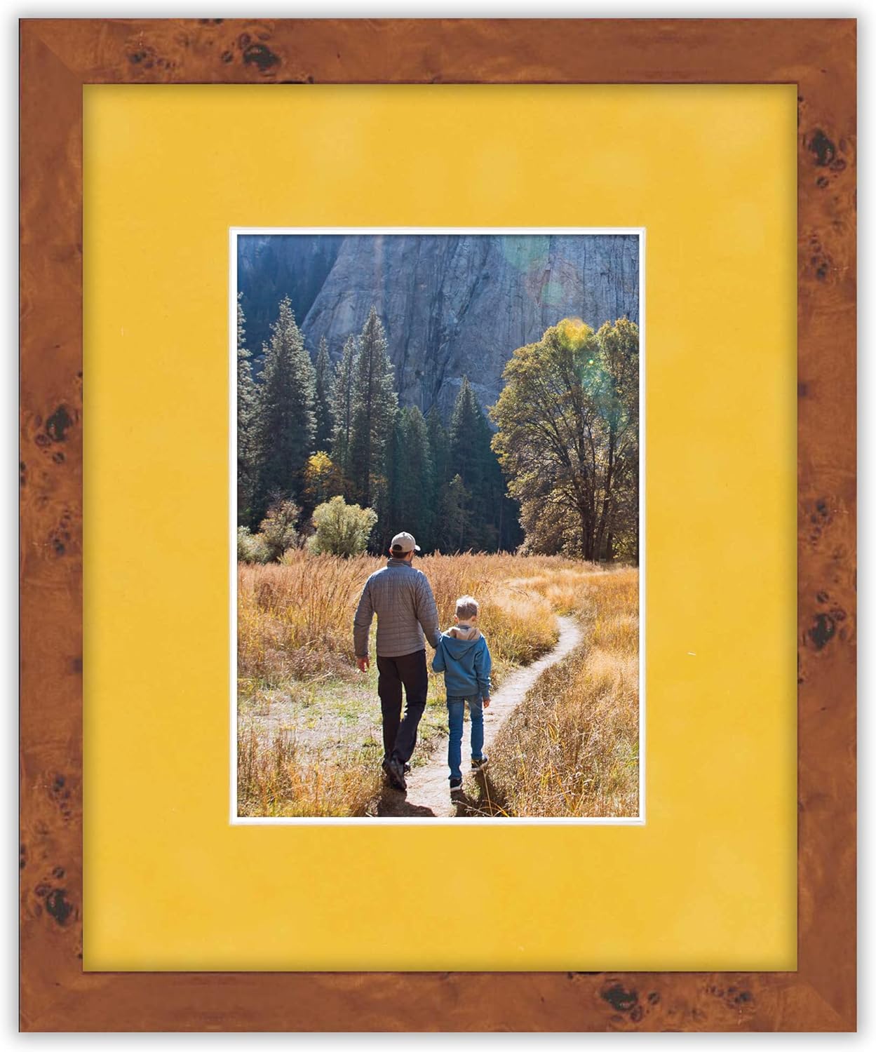 Pack of 25 Acid Free 8x10 Mats Bevel Cut for 5x8 Photos - Sunrise Yellow Suede Precut Matboards With Backing Boards and Clear Photo Mat Bags For Pictures, Photos, Framing - 4-ply Thickness