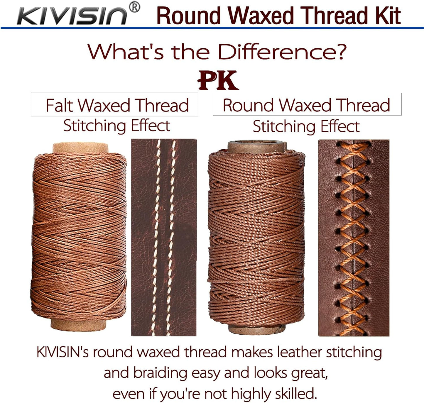 12 Classic Colors Round Waxed Thread, 0.8mm 35Yards Spool Polyester Wax Coated Cord Heavy Duty String for Leather Sewing, Stitching, Bookbinding, Upholstery Repairing and Micro Braiding