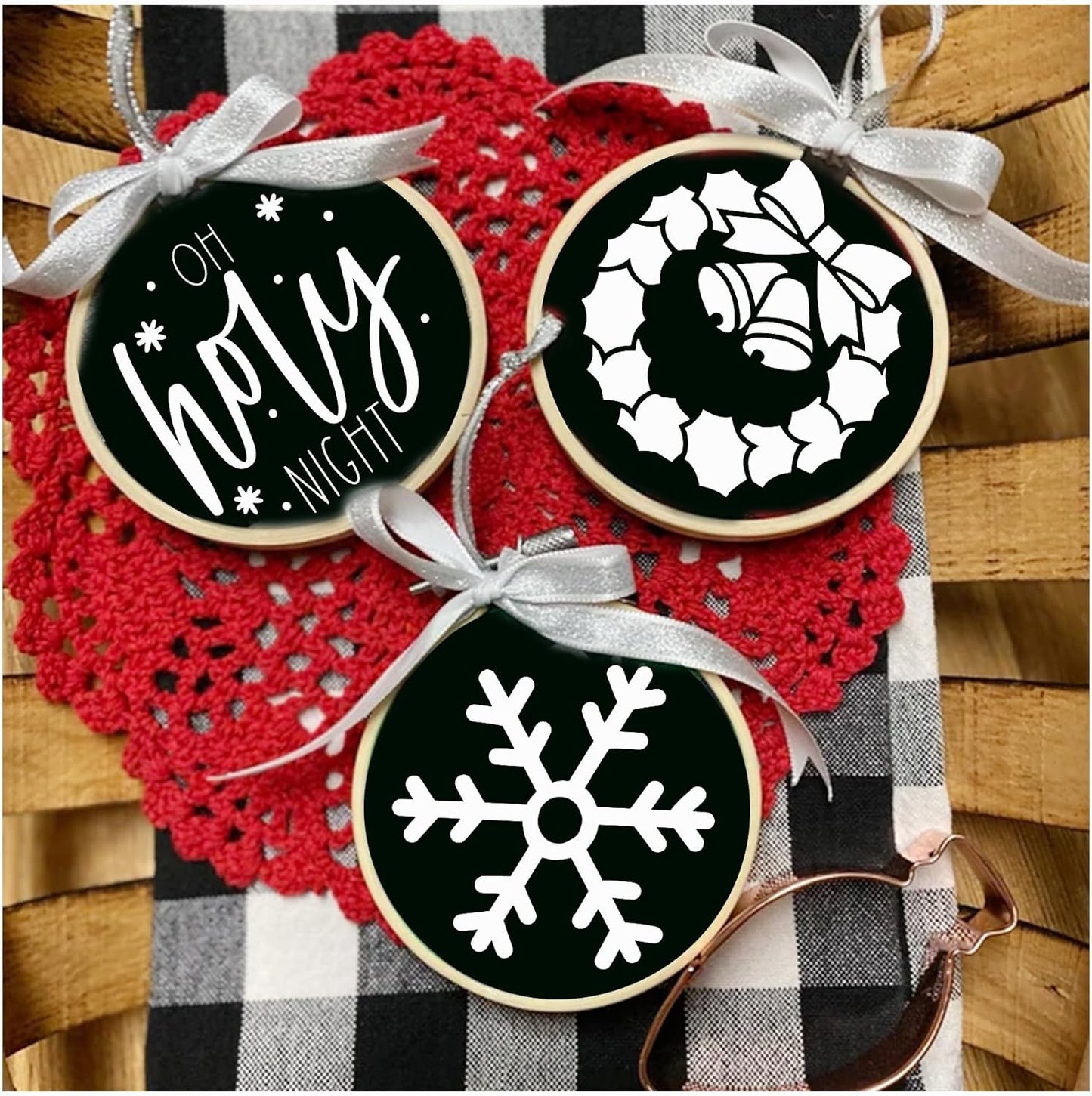 Small Stencils for Painting on Wood Reusable, 3 Inch Reusable Stencil for Craft Ornament Paint Template Stencils for Wall Card Rock Wood Signs Coasters Canvas Home Decor (Christmas)