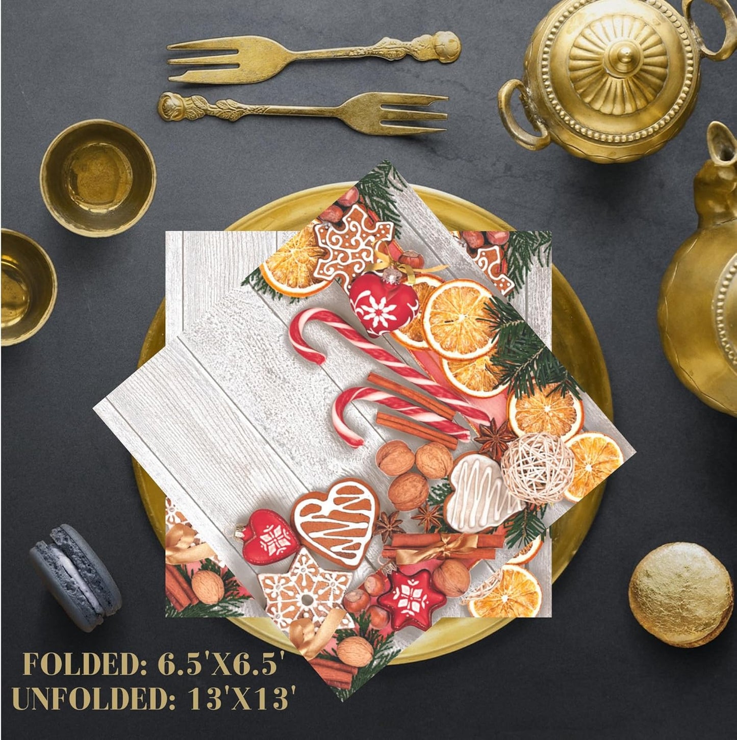 20-ct 13x13 Christmas Paper Decoupage Napkins, 3-Ply Servilletas Tissue Napkin for Dinner and Parties, Disposable Napkins (Flavors)