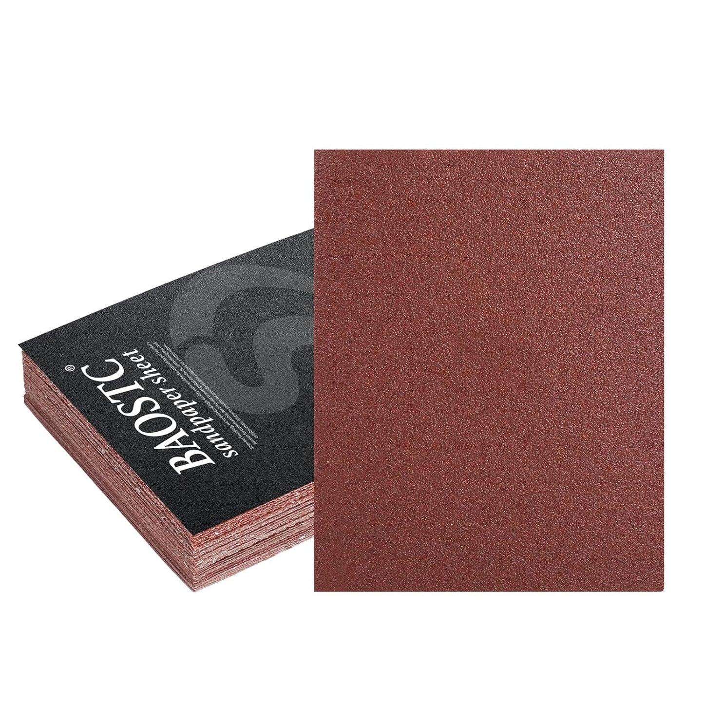 1/4 Sandpaper Sheet – 4-1/2” x 5-1/2”, P80 Grit, Red Aluminum Oxide, Plain Backing, 50-Pack – Sandpaper Sheets for Palm Sanders and Woodworking