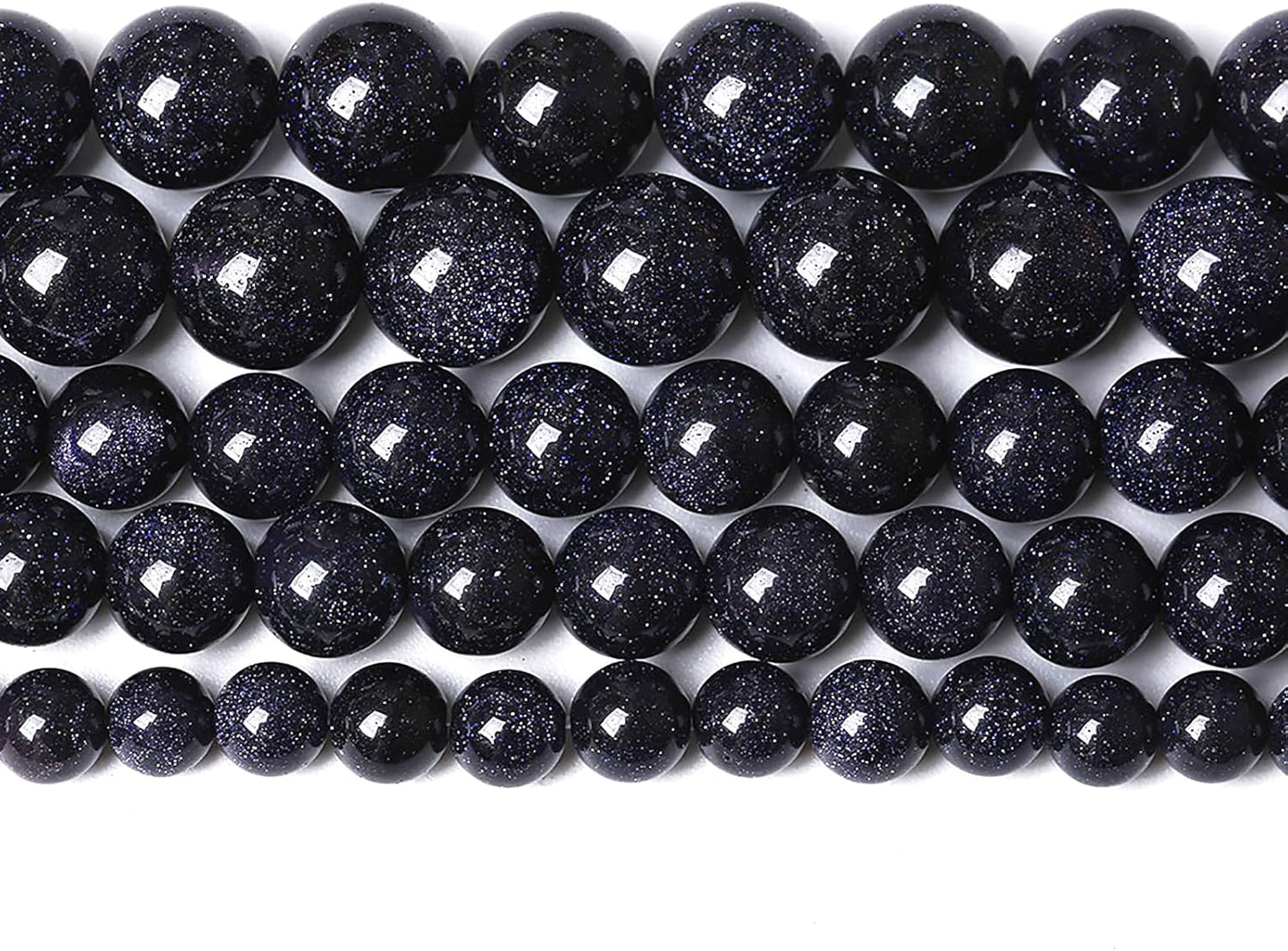 72PCS 10mm Blue Sandstone Gemstone Beads Beads Natural Stone Round Loose Beads for Jewelry Making DIY Bracelet Necklace 32" 2 Strands