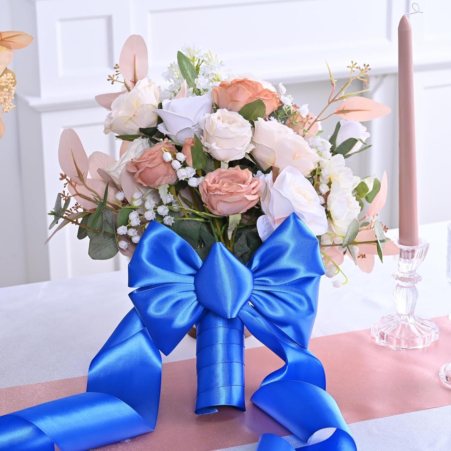 Royal Blue Satin Ribbon 3 Inch X 15 Yards Solid Color Double Faced Ribbons Perfect for Crafts Wedding Decor Bow Making Arts Sewing and More