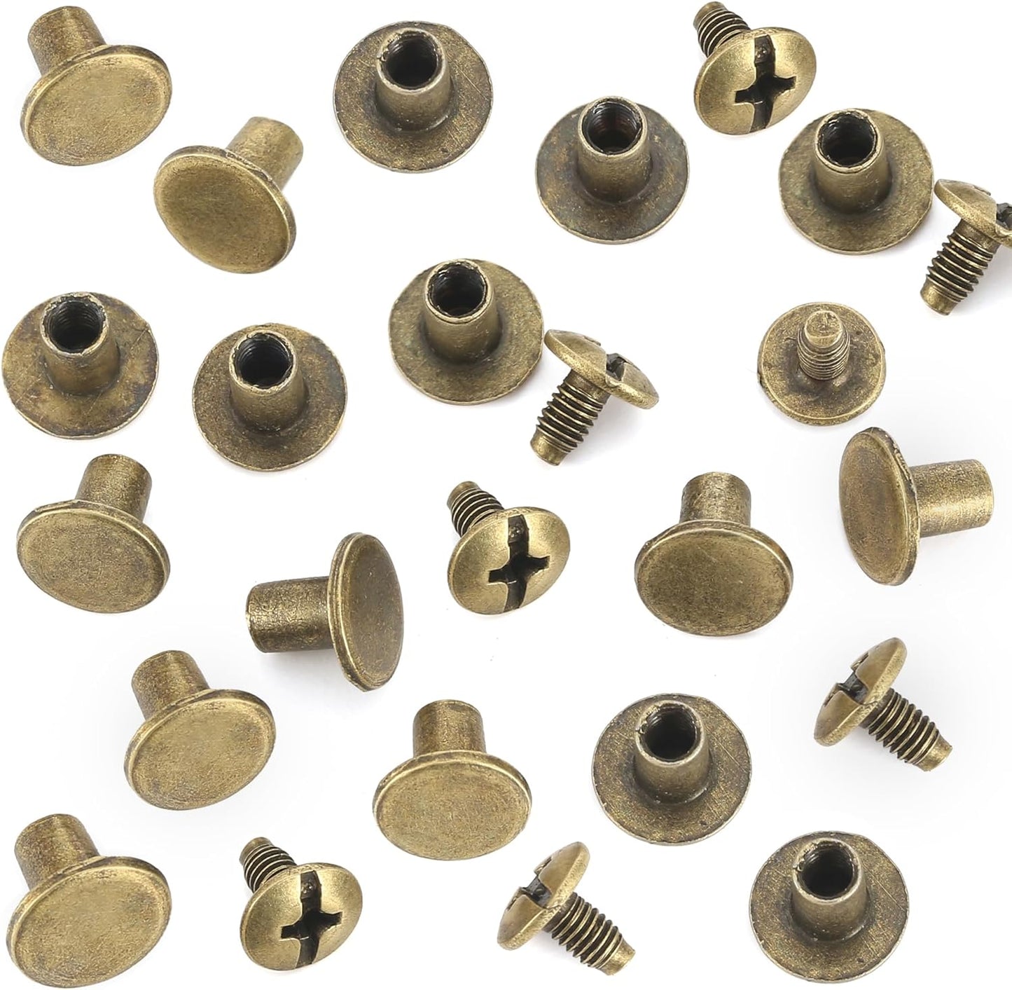 YORANYO 150 Sets 8MM Chicago Screws Leather Rivets for Fabric Chicago Binding Screws Buttons Metal Studs Rivets for Decorate and Repair Belts Bags Shoes Purse Dog Collar Leather Craft (Bronze)