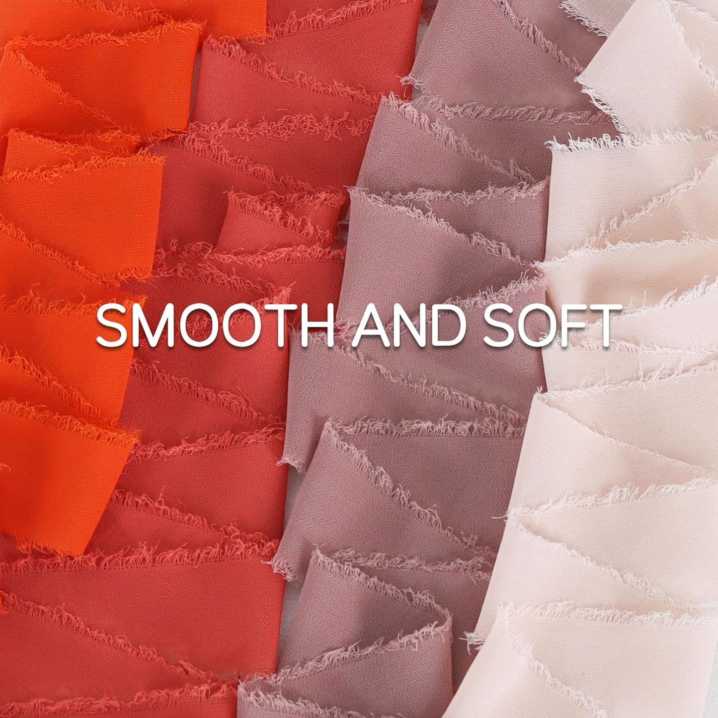 TONIFUL 4 Rolls Silk Chiffon Ribbon 1-1/2 Inch x 22 Yards,Orange Khaki Brown and Rust Handmade Fringe Terracotta Ribbon for Gift Wrapping Bridal Bouquets Crafts Wedding Fall Thanksgiving Decoration