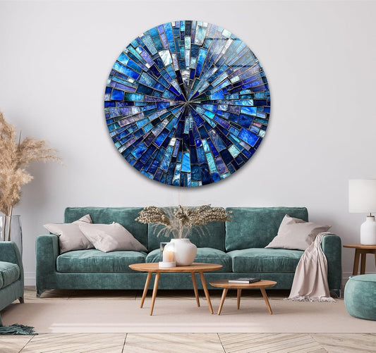 My Photostation.com 10''(25cm) Diameter Radiant Mosaic Burst Round Glass Wall Art Tempered Glass Printing Wall Decor Large Wall Art Wall Hangings
