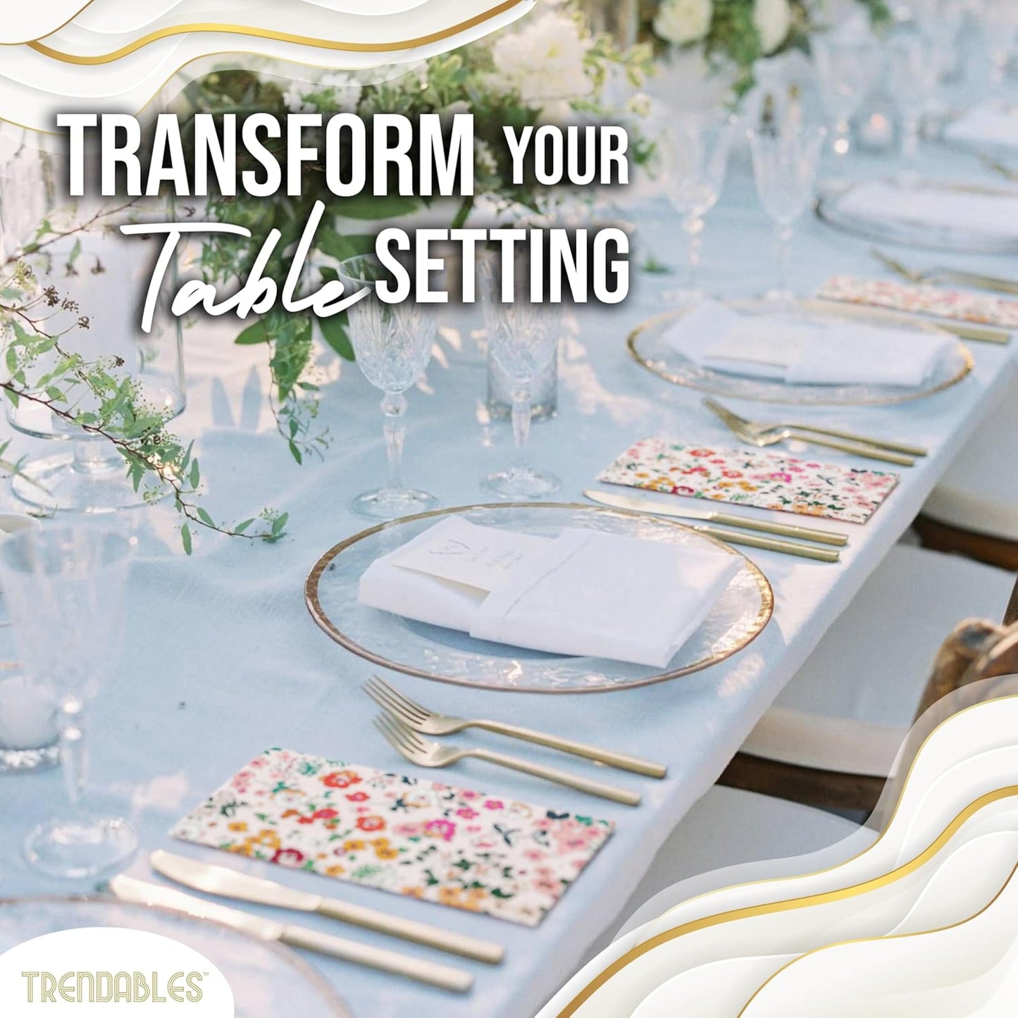 Trendables Floral Napkins for decoupage 200 Pcs 3 Ply floral paper napkins decorative Guest Towels Disposable Bathroom, Flower Design For Tea Party Decorations, Dinners & Weddings
