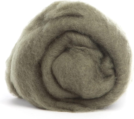 Desert Breeze Distributing Maori Wool Carded Batting, 100% Natural New Zealand Wool Made by DHG in Italy for Needle Felting, 3.5 OZ, 27 Micron, Color Moss Green