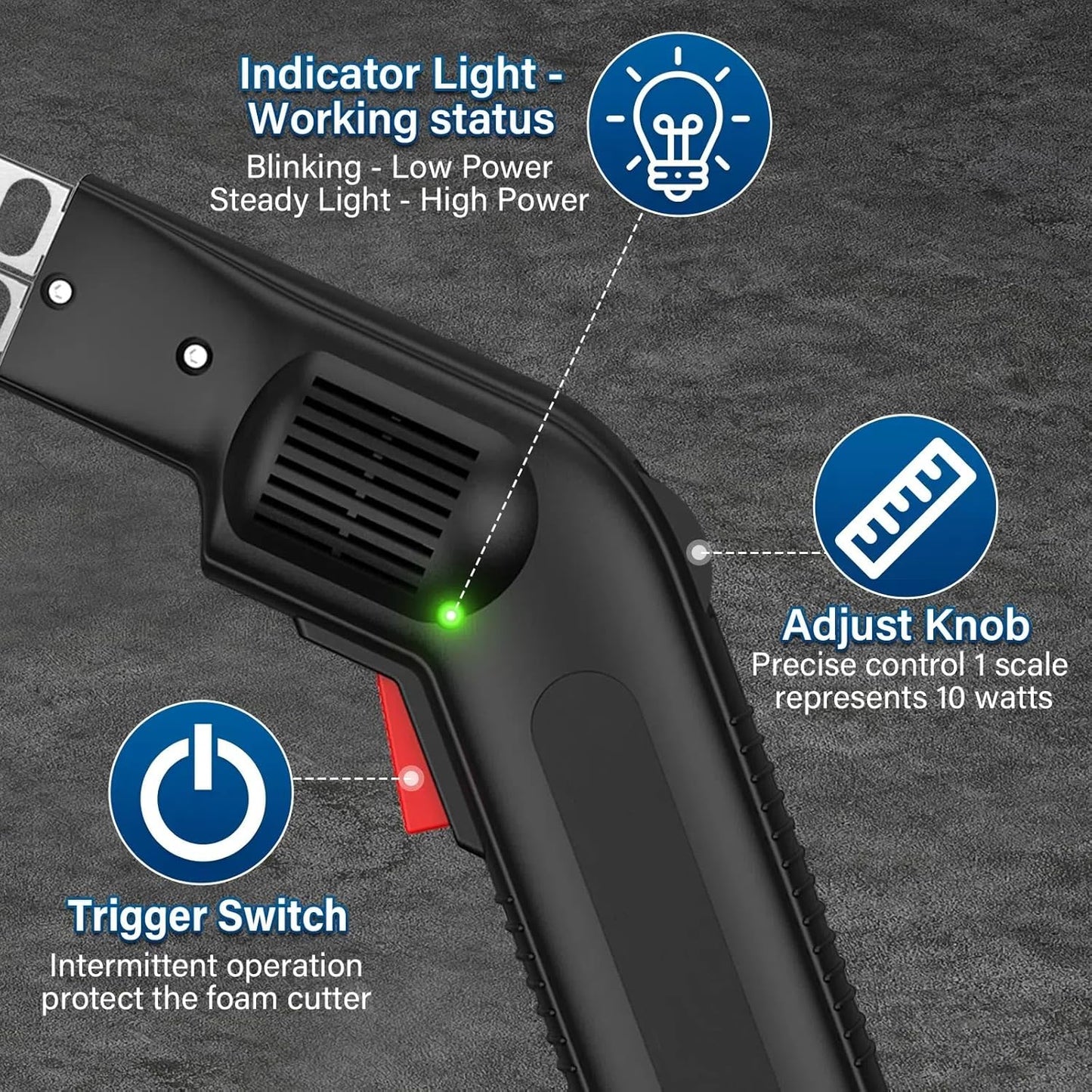 GOCHANGE Hot Knife Foam Cutter, 110V / 240W Professional Electric Styrofoam Cutting Tools for Cutting Nylon Rope, Fabric, Medium & Low Density Foam with Portable Case