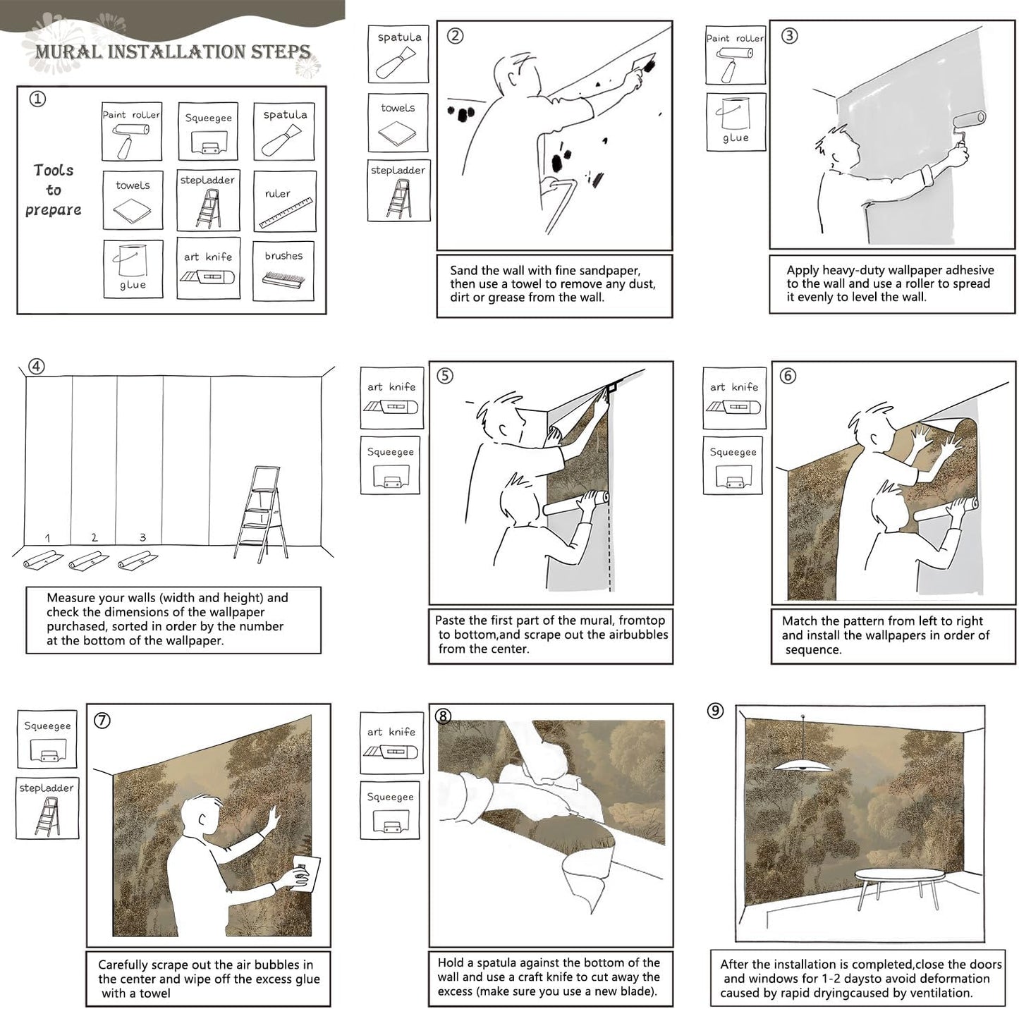 AFZEVEB-Tropical Jungle Wallpaper Landscape Tree Wall murals for Bedroom 114"x74"(Not Peel and Stick)